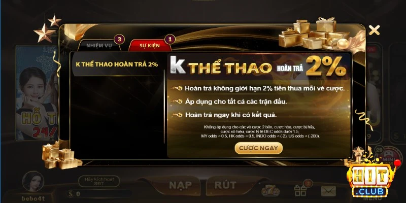 Sự kiện thể thao Hitclub tặng thưởng lớn